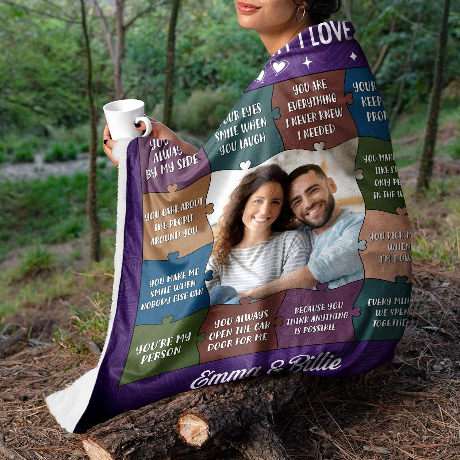 Custom Photo 12 Reasons Why I Love You - Birthday, Anniversary Gift For Spouse, Husband, Wife, Couple - Personalized Fleece Blanket - Image 5