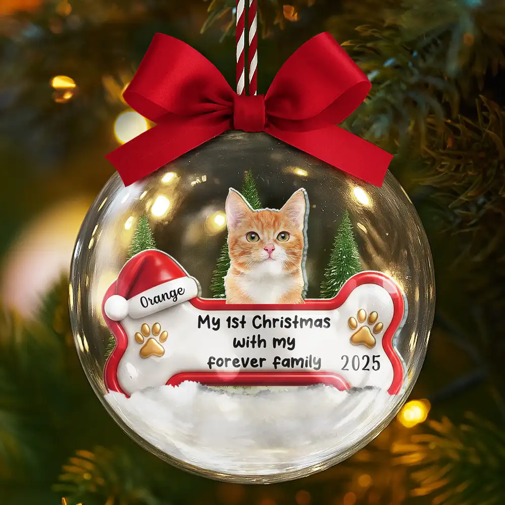 Custom Photo 1st Christmas With Forever Family - Personalized 3D Acrylic Ball Ornament - Image 6