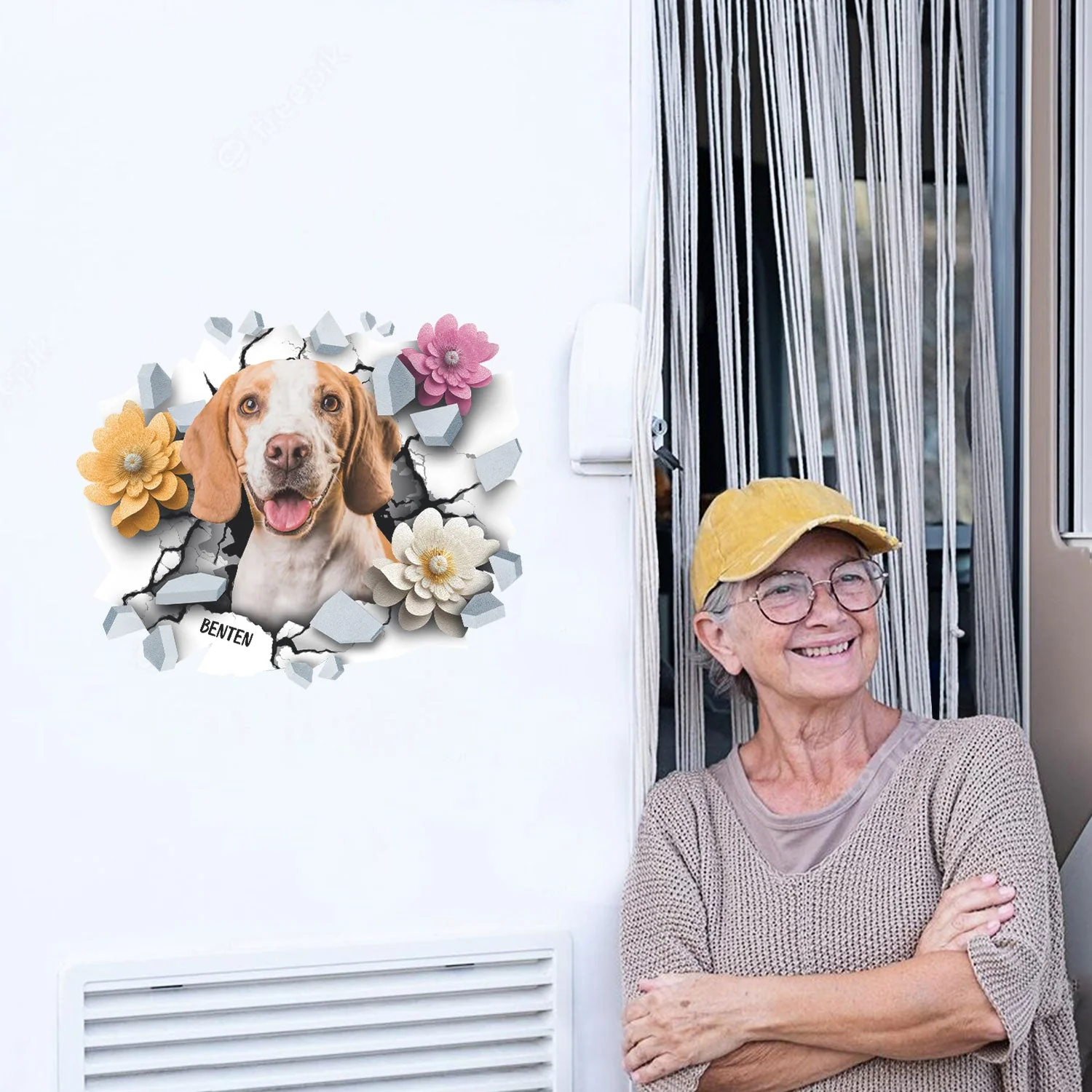 Custom Photo 3D Cracked Pet Face - Gift For Dog Lovers - Personalized Decor Decal - Image 6