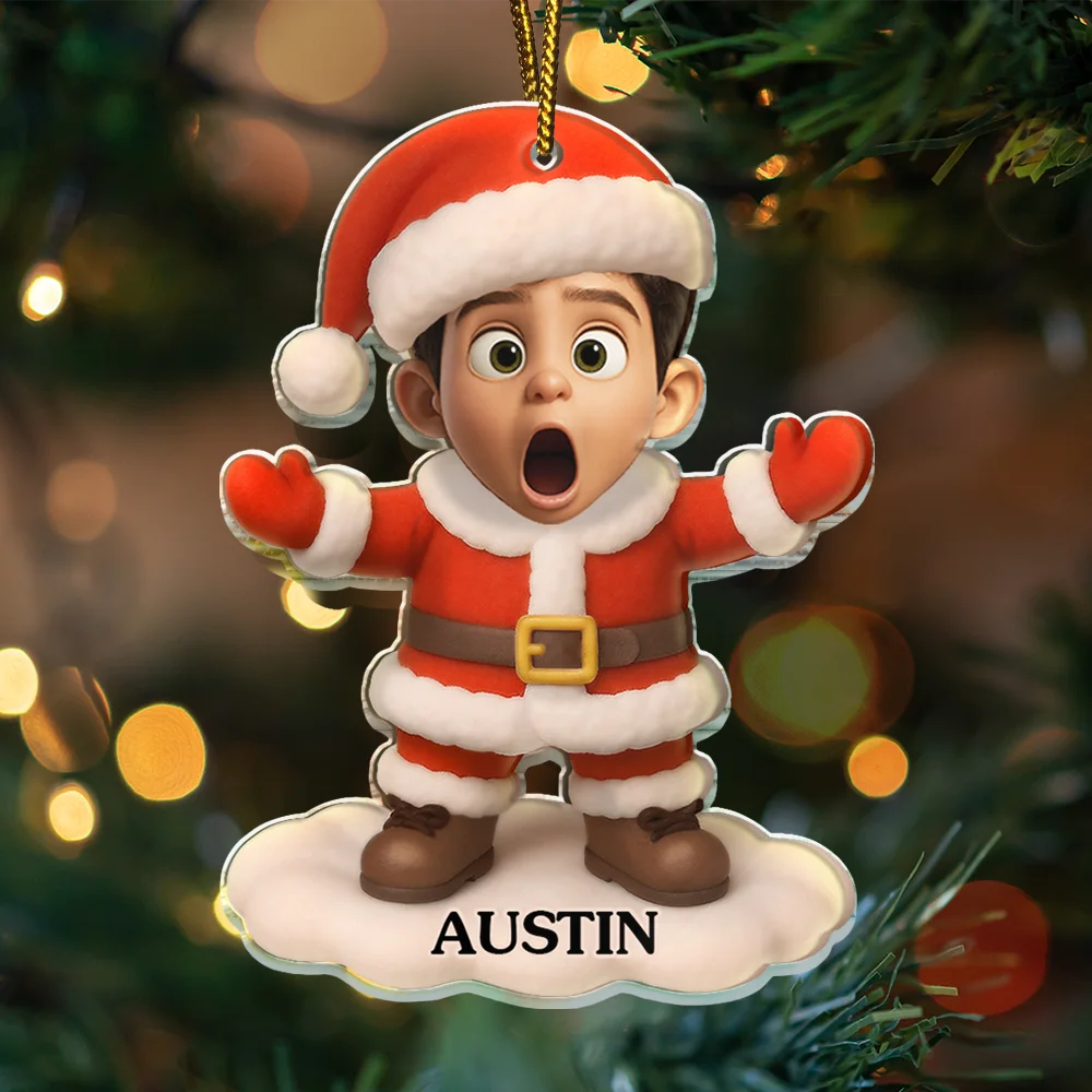 Custom Photo 3D Effect Face Art Funny Baby Kid - Personalized Custom Shaped Acrylic Ornament - Image 4