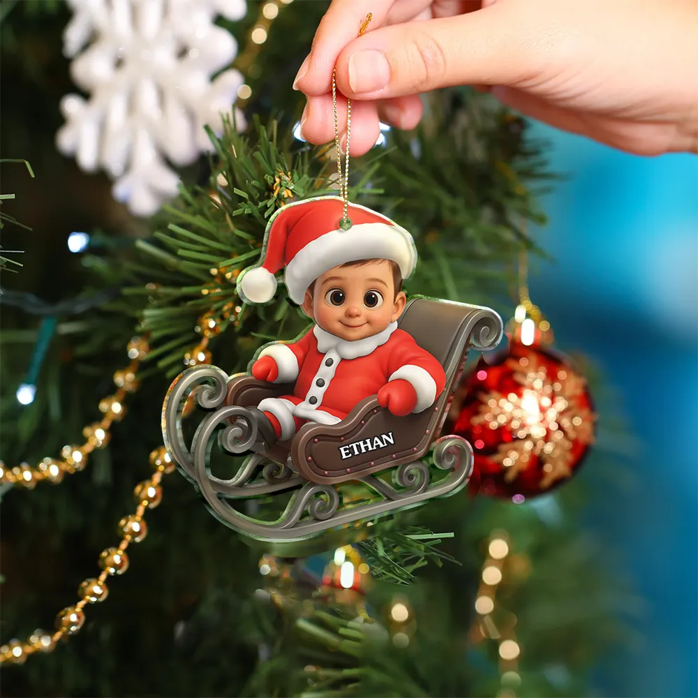 Custom Photo 3D Effect Face Art Funny Baby Kid - Personalized Custom Shaped Acrylic Ornament - Image 5
