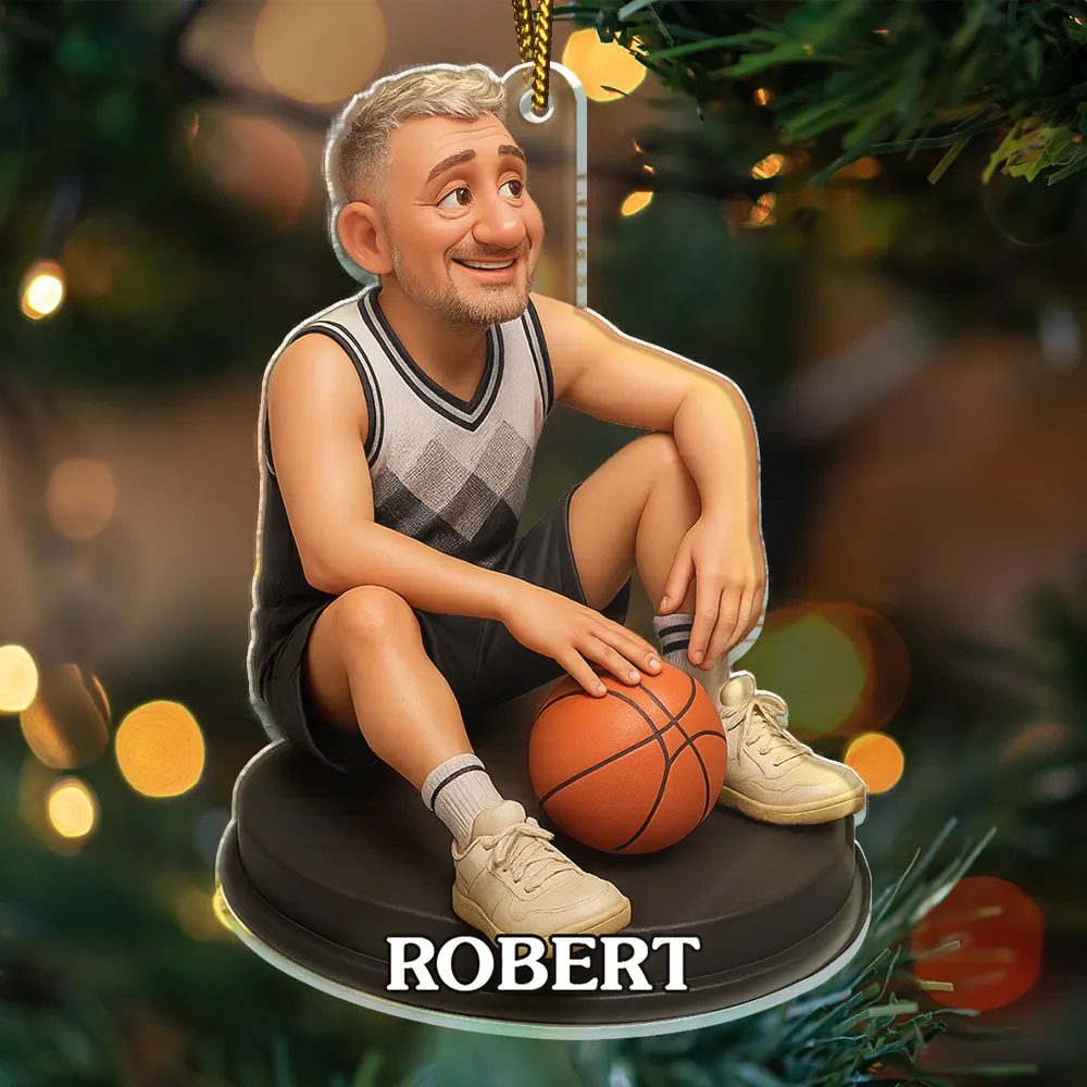 Custom Photo 3D Effect Figure Art Basketball Lover - Personalized Custom Shaped Acrylic Ornament - Image 3