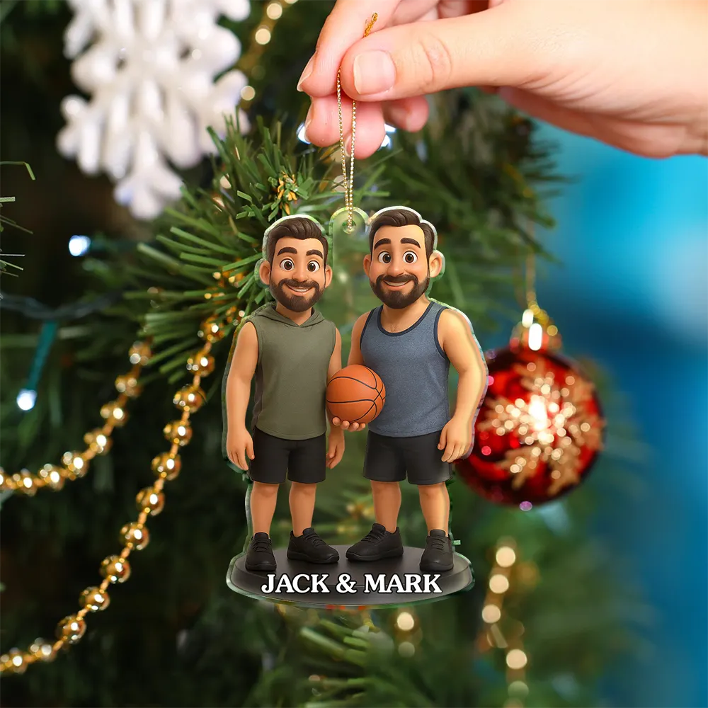 Custom Photo 3D Effect Figure Art Basketball Lover - Personalized Custom Shaped Acrylic Ornament - Image 4