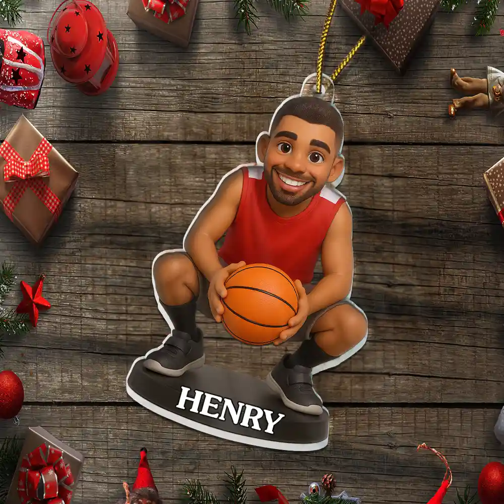 Custom Photo 3D Effect Figure Art Basketball Lover - Personalized Custom Shaped Acrylic Ornament - Image 5