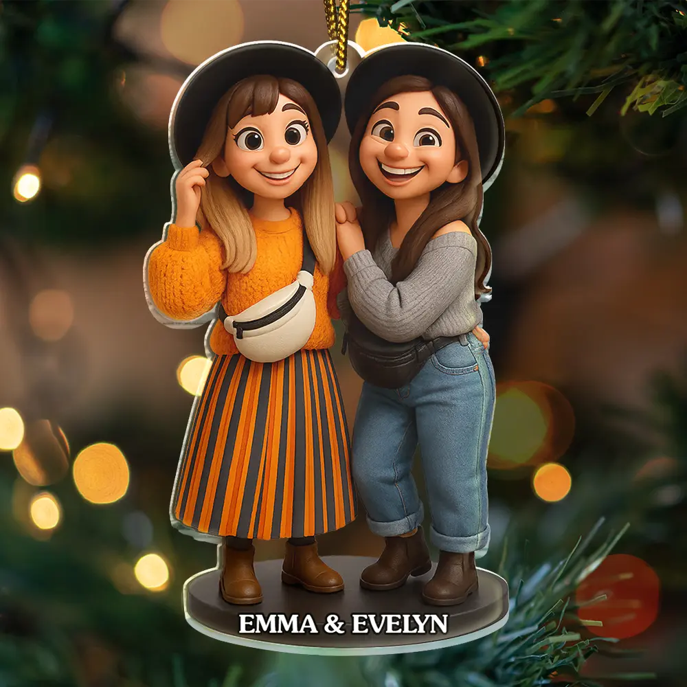 Custom Photo 3D Effect Figure Art Besties - Personalized Custom Shaped Acrylic Ornament - Image 3