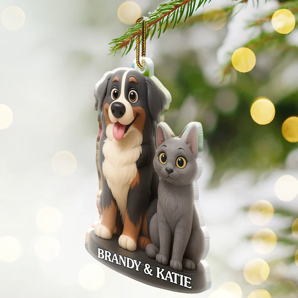 Custom Photo 3D Effect Figure Art Dog Cat Pet - Personalized Custom Shaped Acrylic Ornament - Image 2