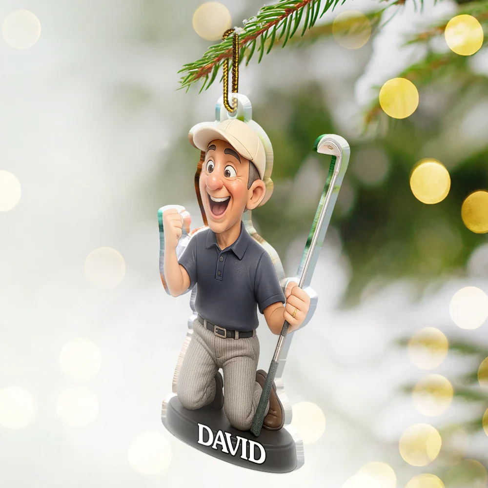 Custom Photo 3D Effect Figure Art Golf Lover - Personalized Custom Shaped Acrylic Ornament - Image 2