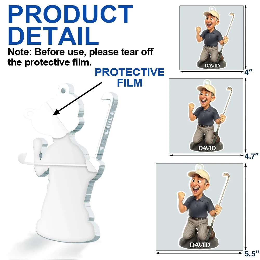 Custom Photo 3D Effect Figure Art Golf Lover - Personalized Custom Shaped Acrylic Ornament - Image 6