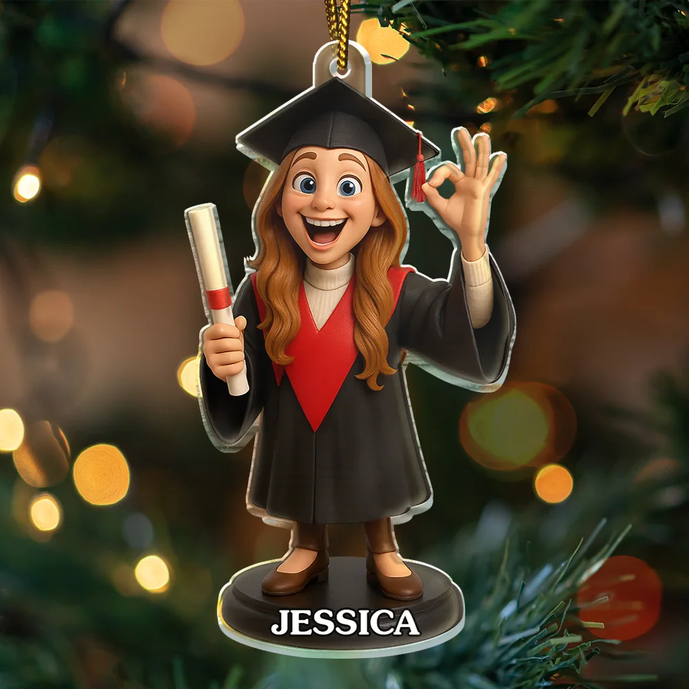 Custom Photo 3D Effect Figure Art Graduation - Personalized Custom Shaped Acrylic Ornament - Image 3