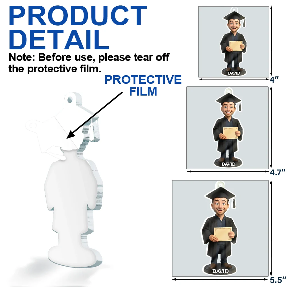 Custom Photo 3D Effect Figure Art Graduation - Personalized Custom Shaped Acrylic Ornament - Image 6