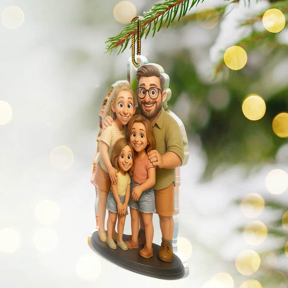 Custom Photo 3D Effect Figure Art Happy Family - Personalized Custom Shaped Acrylic Ornament - Image 2