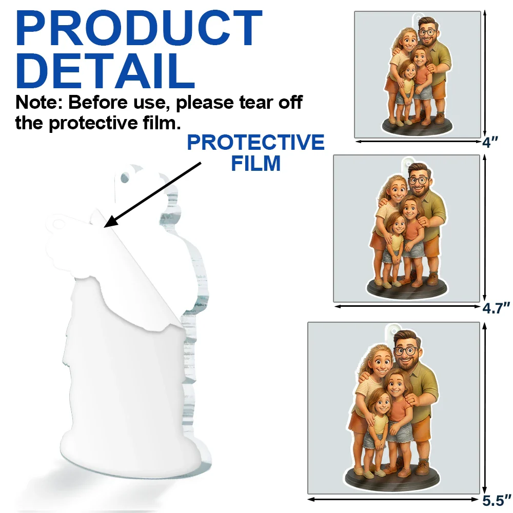 Custom Photo 3D Effect Figure Art Happy Family - Personalized Custom Shaped Acrylic Ornament - Image 6
