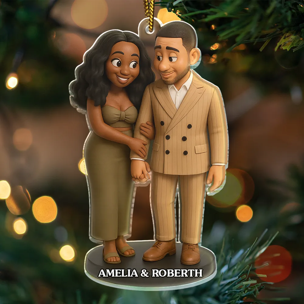 Custom Photo 3D Effect Figure Art Loving Couple - Personalized Custom Shaped Acrylic Ornament - Image 3