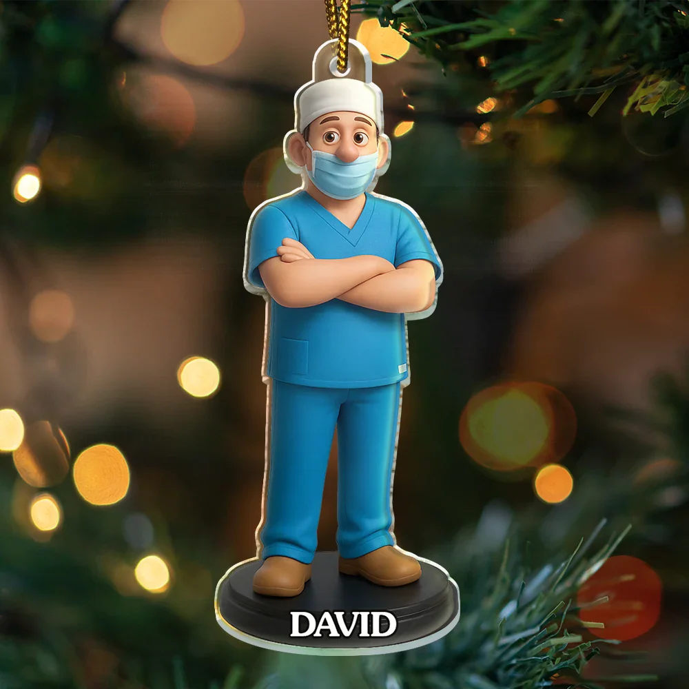 Custom Photo 3D Effect Figure Art Nurse - Personalized Custom Shaped Acrylic Ornament - Image 3