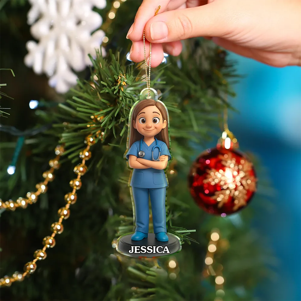 Custom Photo 3D Effect Figure Art Nurse - Personalized Custom Shaped Acrylic Ornament - Image 4