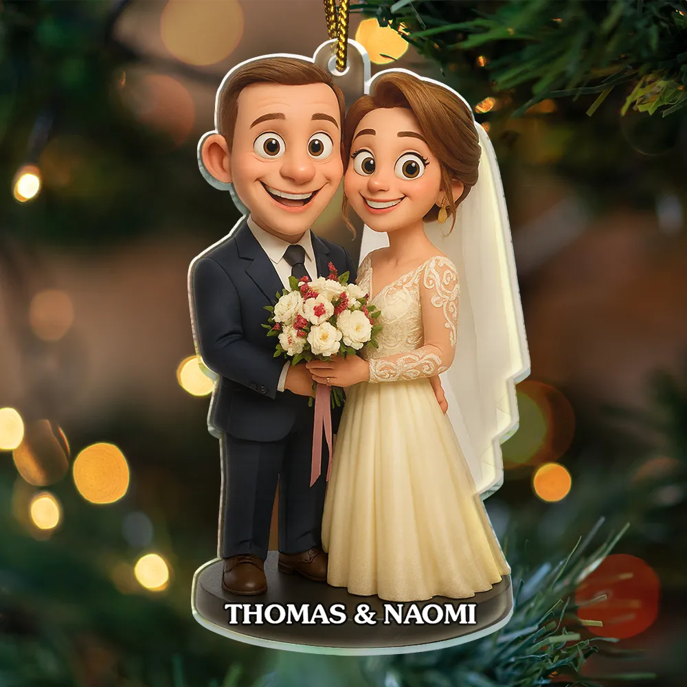 Custom Photo 3D Effect Figure Art Wedding Couple - Personalized Custom Shaped Acrylic Ornament - Image 4