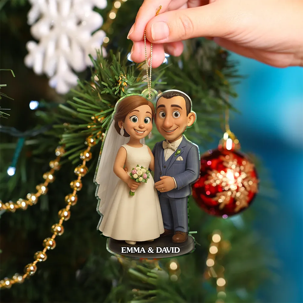 Custom Photo 3D Effect Figure Art Wedding Couple - Personalized Custom Shaped Acrylic Ornament - Image 5