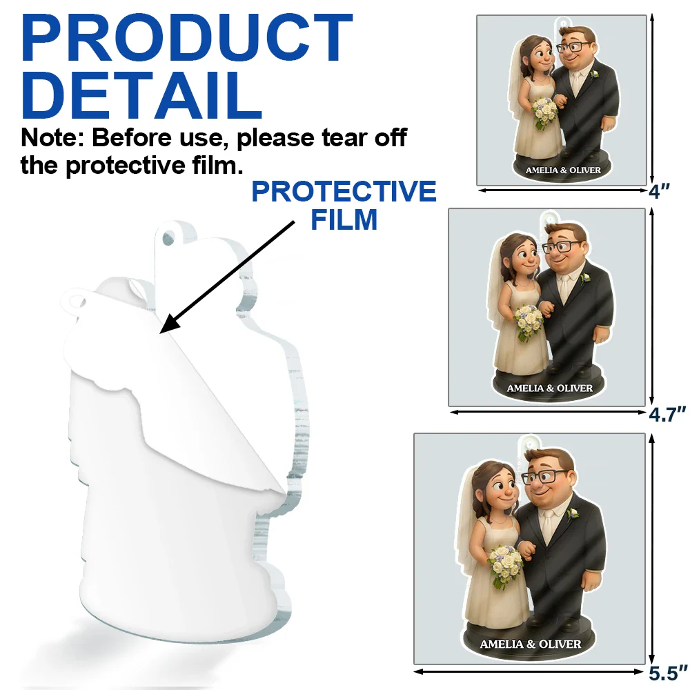 Custom Photo 3D Effect Figure Art Wedding Couple - Personalized Custom Shaped Acrylic Ornament - Image 7