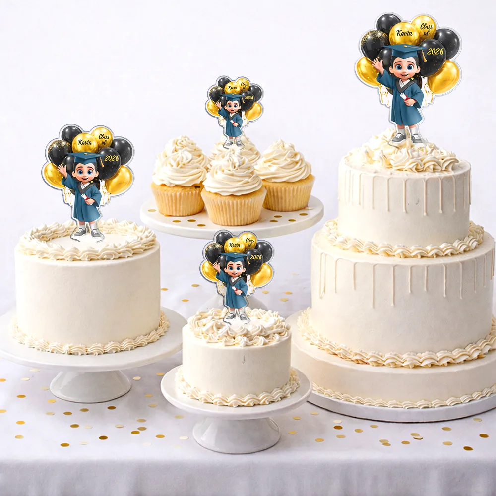 Custom Photo 3D Effect Happy Graduation Kid - Personalized Acrylic Cake Topper - Image 4