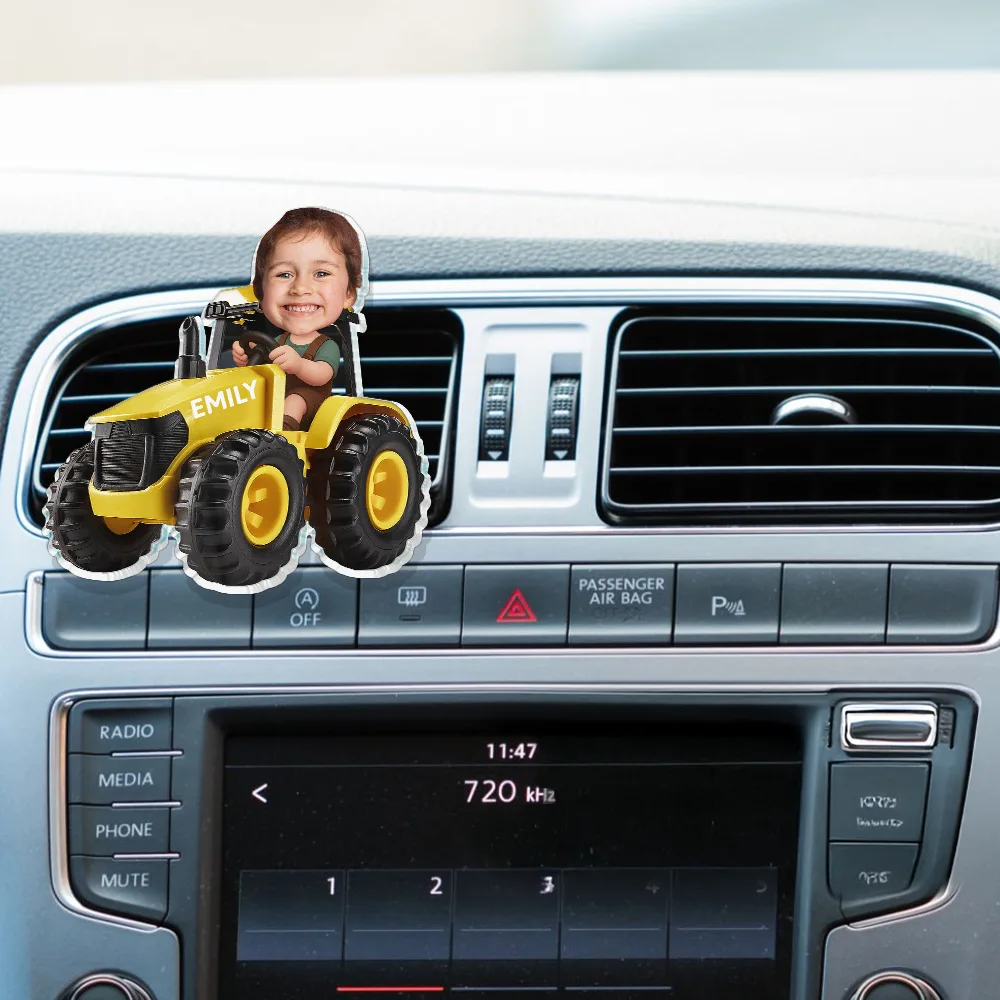 Custom Photo 3D Effect Tractor Farmer - Personalized Acrylic Car Vent Clip - Image 3