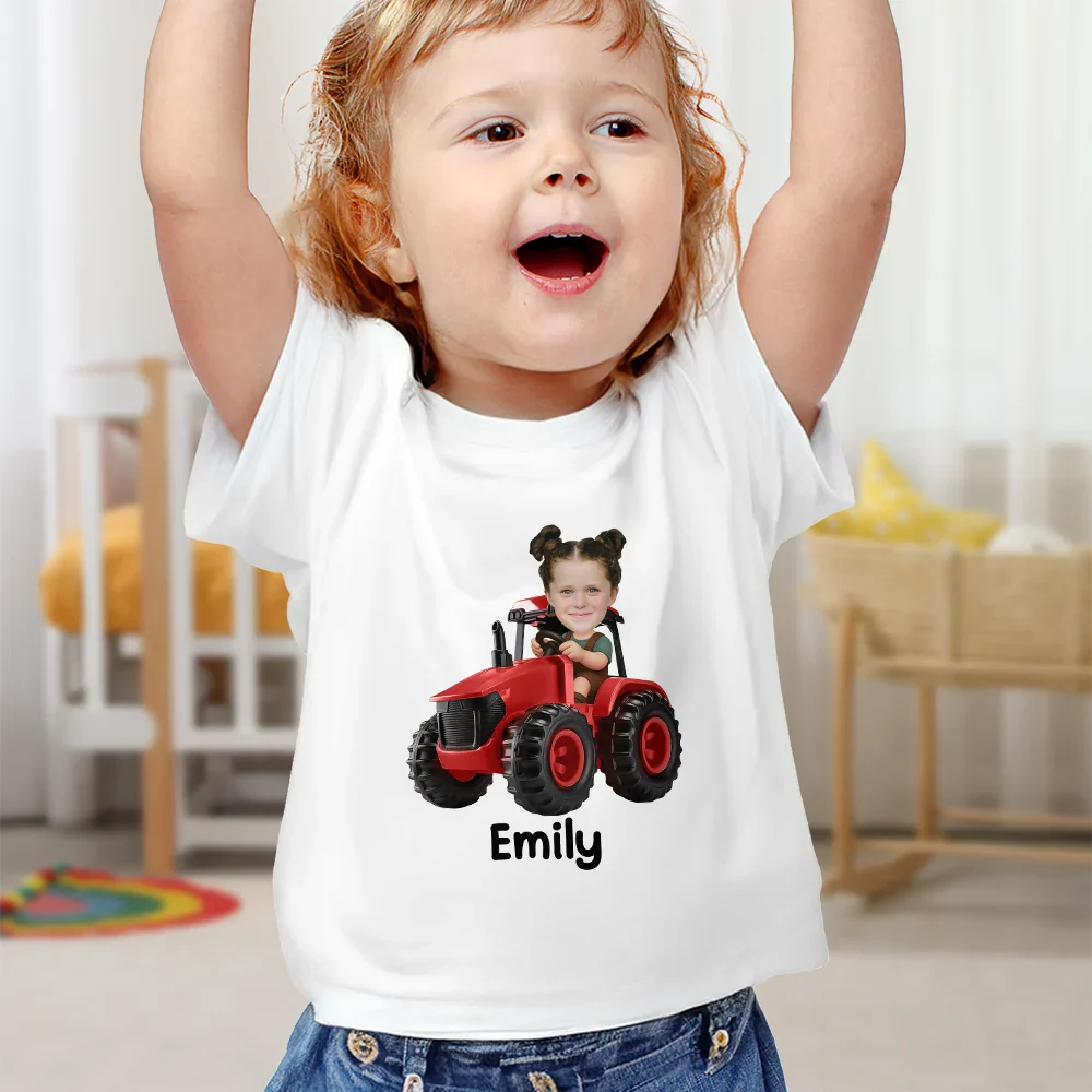 Custom Photo 3D Effect Tractor Farmer - Personalized Baby Onesie - Image 7