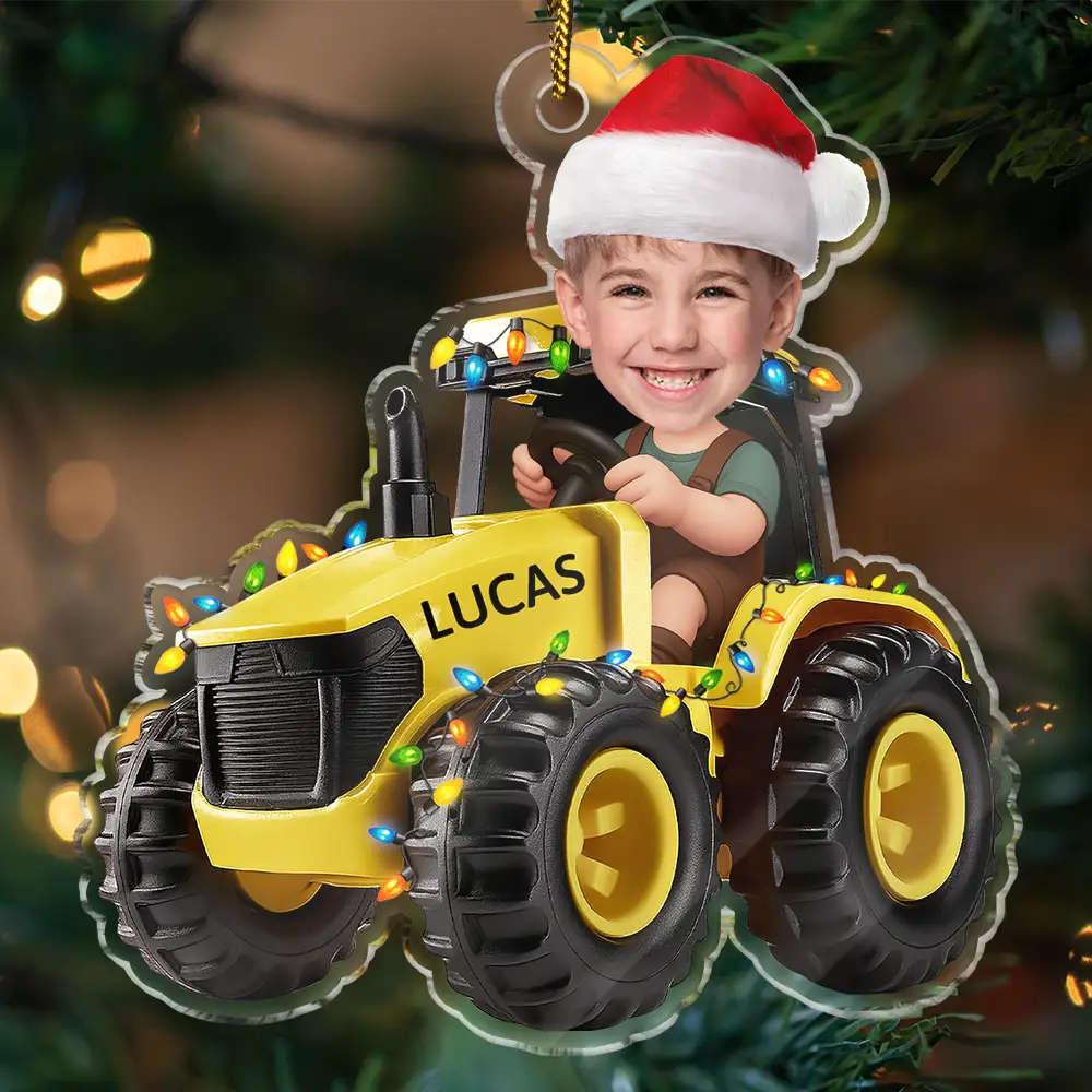 Custom Photo 3D Effect Tractor Farmer - Personalized Custom Shaped Acrylic Ornament - Image 4