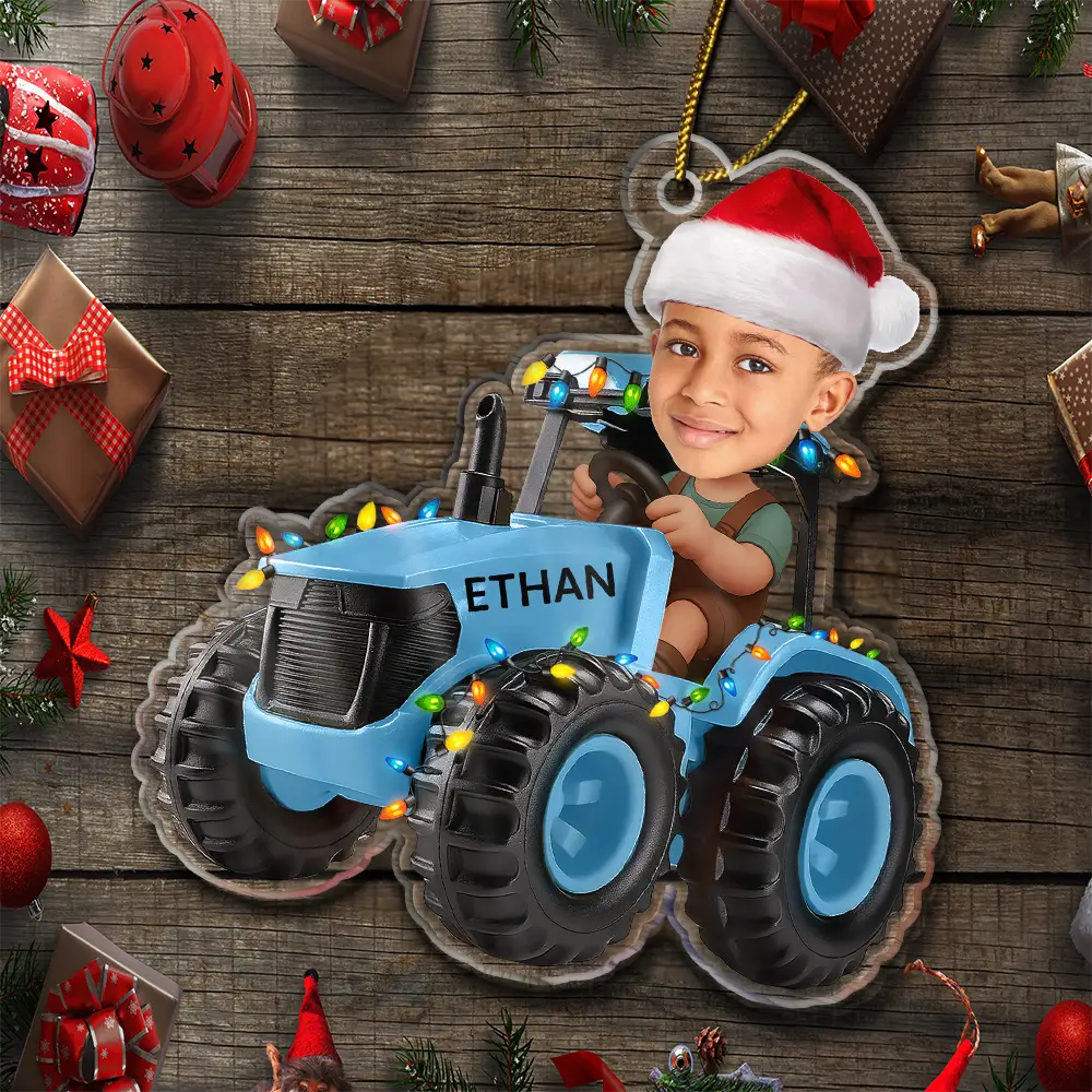Custom Photo 3D Effect Tractor Farmer - Personalized Custom Shaped Acrylic Ornament - Image 6