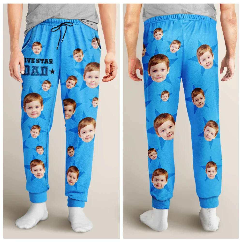 Custom Photo 5 Star Dad - Personalized Pajama Pants - Image 5