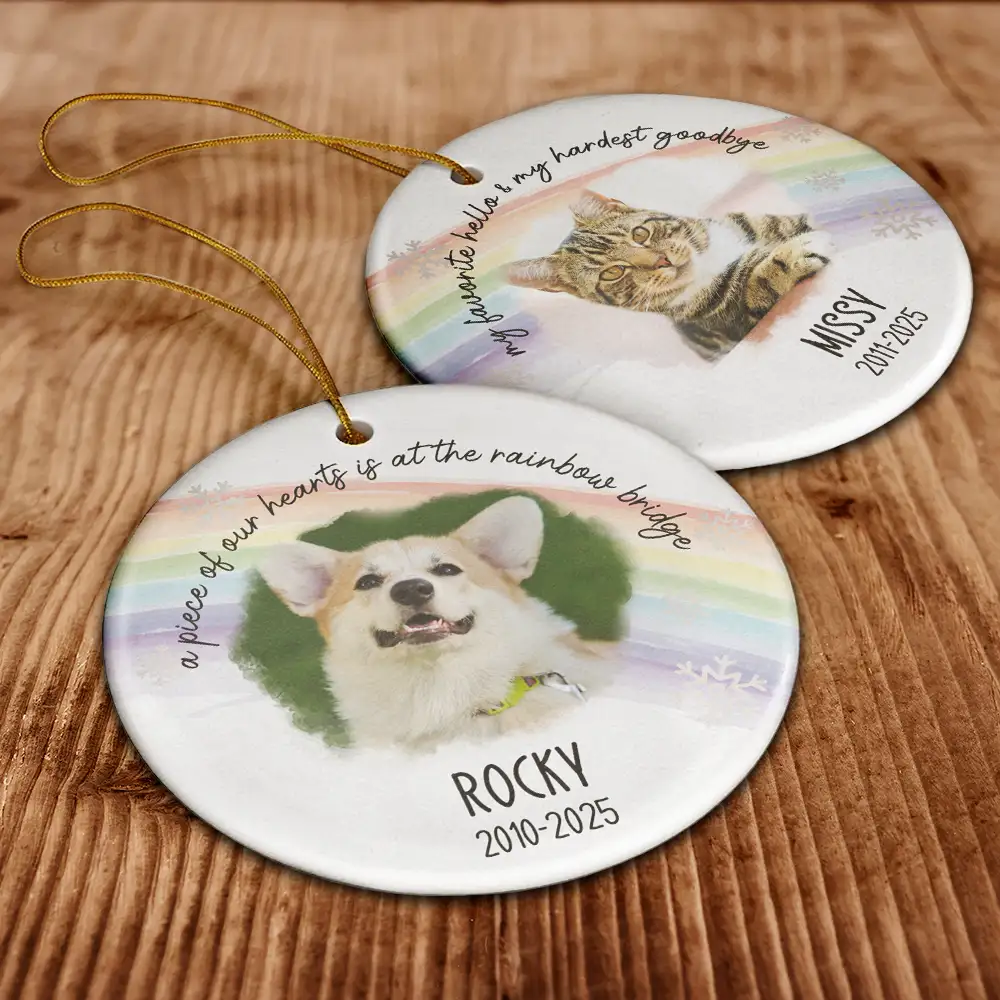 Custom Photo A Best Friend Is Never Forgotten - Personalized Circle Ceramic Ornament - Image 6