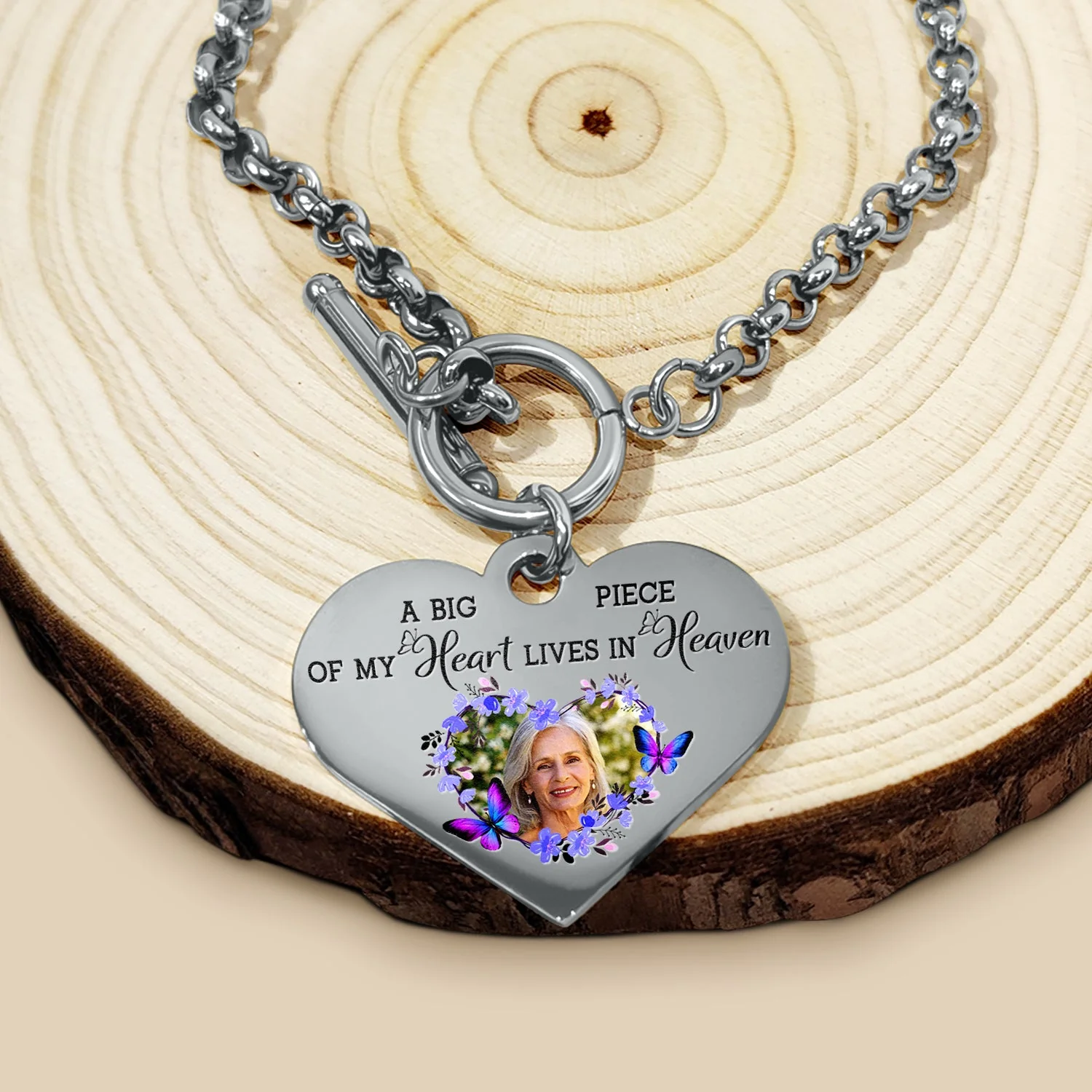 Custom Photo A Big Piece Of My Heart - Memorial Gift For Family, Siblings, Friends, Dog Lovers, Cat Lovers - Personalized Heart Bracelet - Image 3