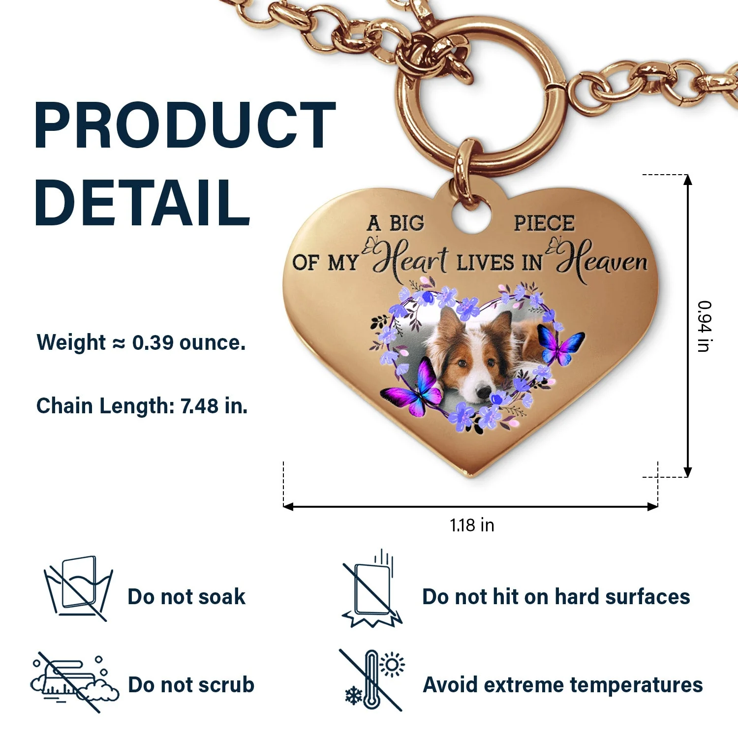 Custom Photo A Big Piece Of My Heart - Memorial Gift For Family, Siblings, Friends, Dog Lovers, Cat Lovers - Personalized Heart Bracelet - Image 4
