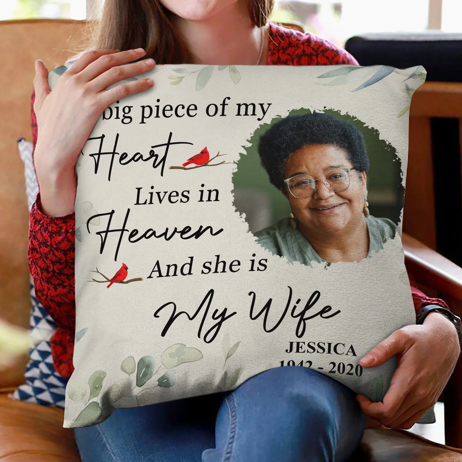 Custom Photo A Big Piece Of My Heart - Memorial Gift - Personalized Pillow - Image 2