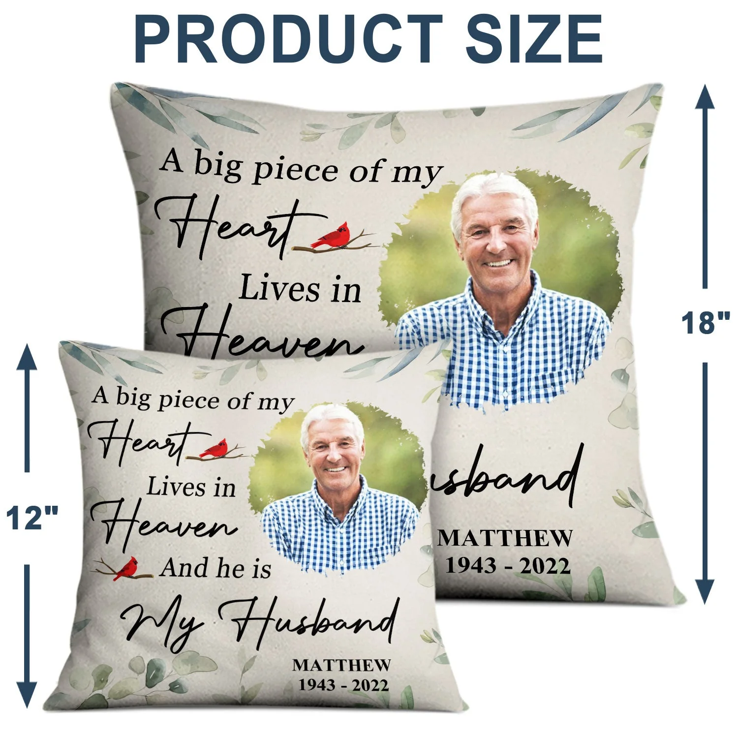 Custom Photo A Big Piece Of My Heart - Memorial Gift - Personalized Pillow - Image 4