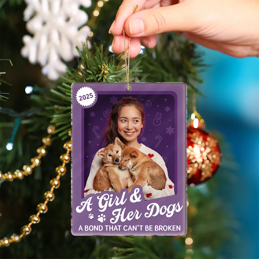 Custom Photo A Girl & Her Dogs Unbreakable Bond Toy Box - Personalized Custom Shaped Acrylic Ornament - Image 5