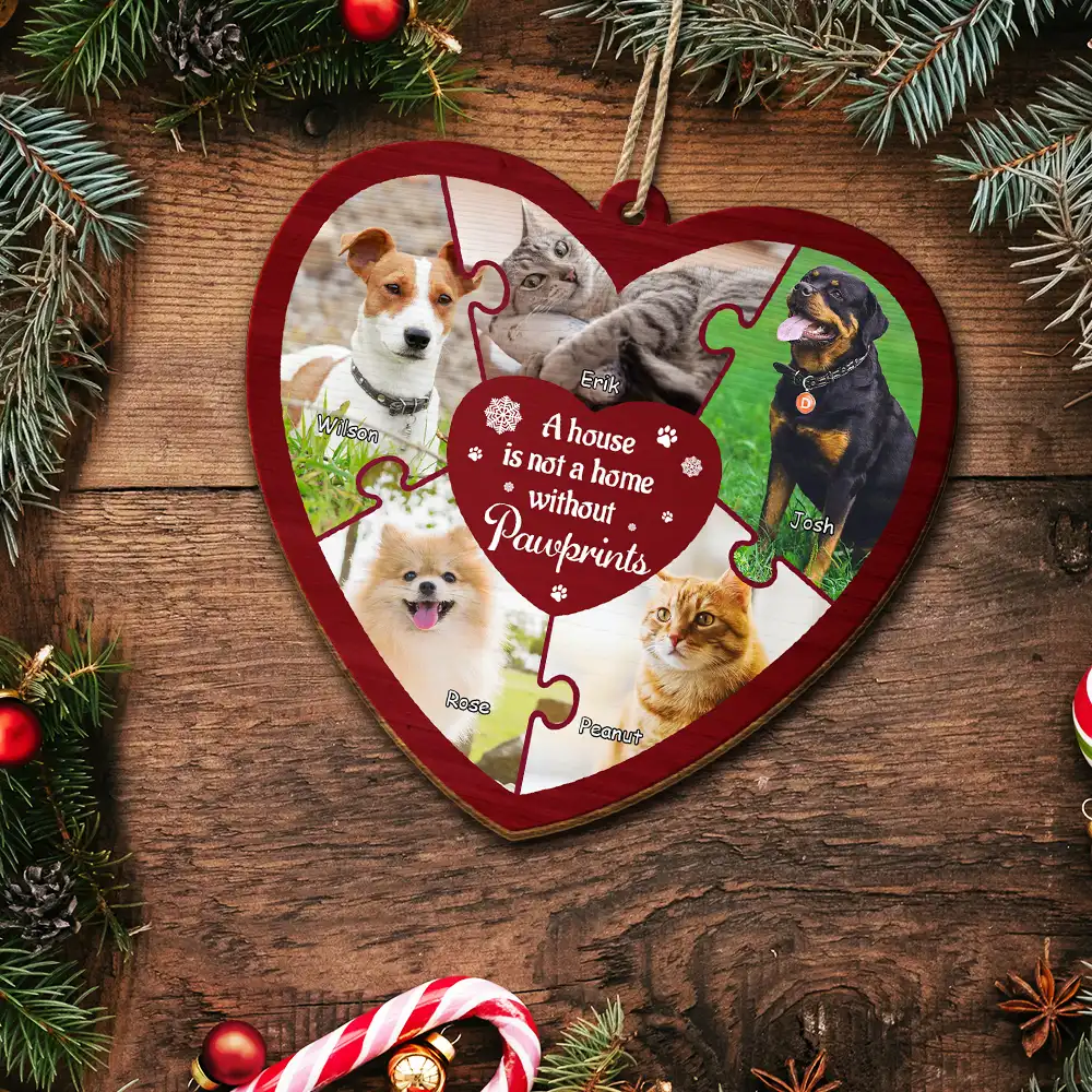 Custom Photo A House Is Not A Home Without Pawprints - Personalized Custom Shaped Wooden Ornament - Image 5
