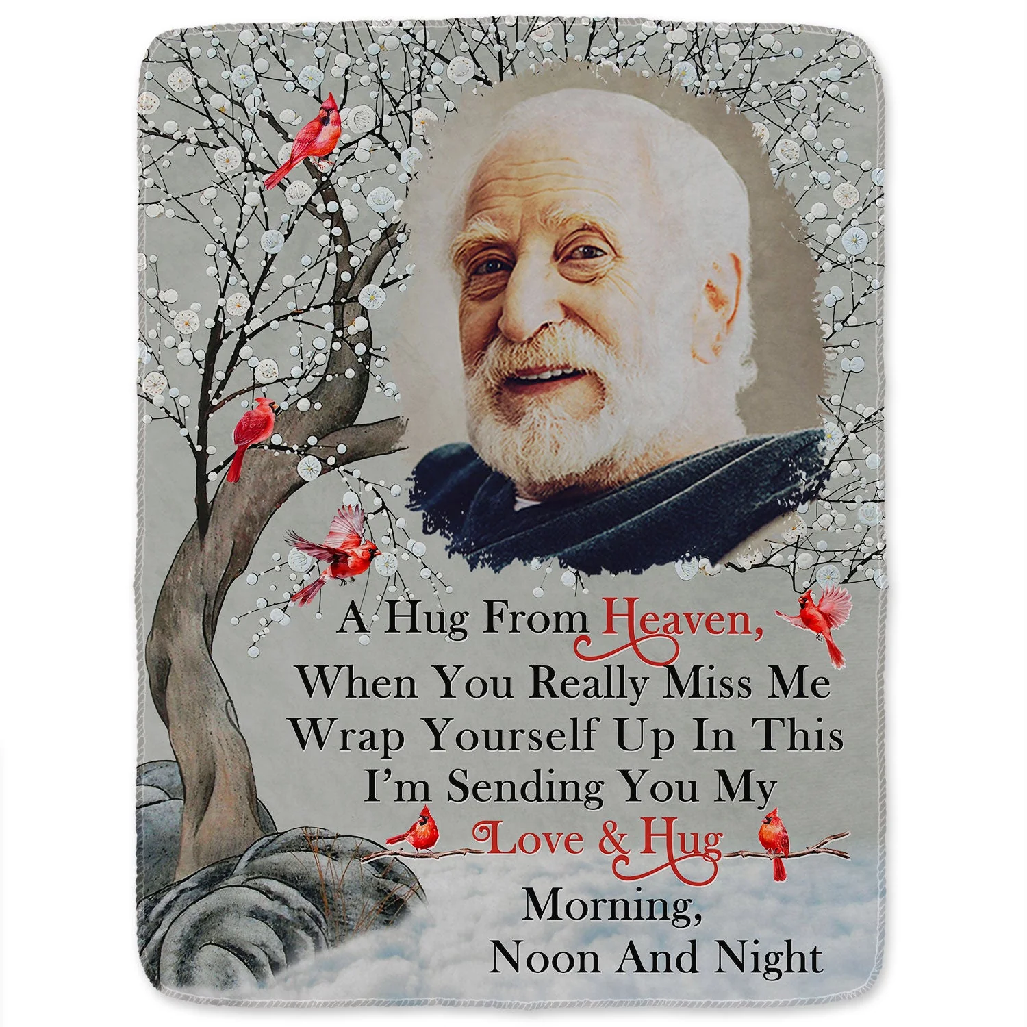 Custom Photo A Hug From Heaven - Memorial Gift For Family, Friends, Siblings - Personalized Fleece Blanket - Image 2