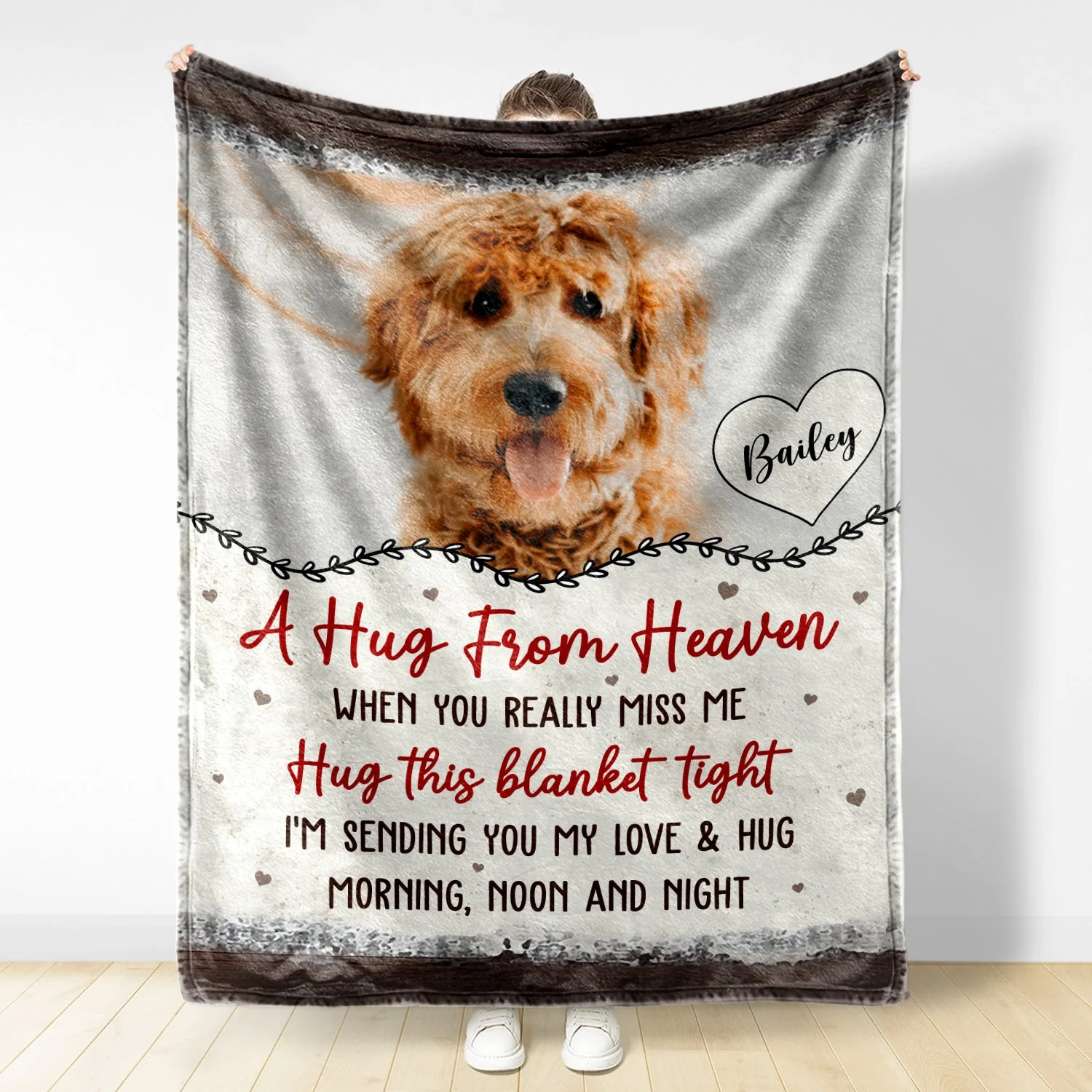 Custom Photo A Hug From Heaven - Memorial Gift - Personalized Fleece Blanket - Image 3