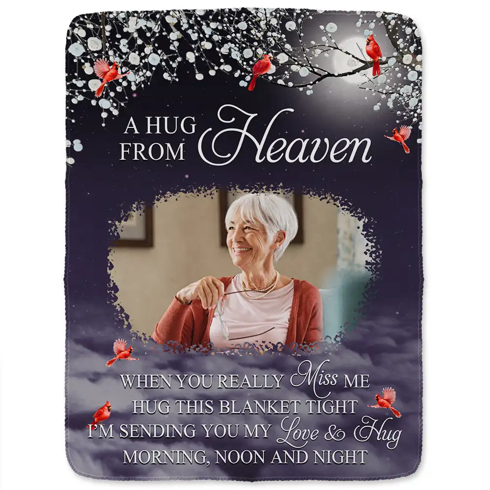 Custom Photo A Hug From Heaven - Personalized Fleece Blanket, Sherpa Blanket - Image 2
