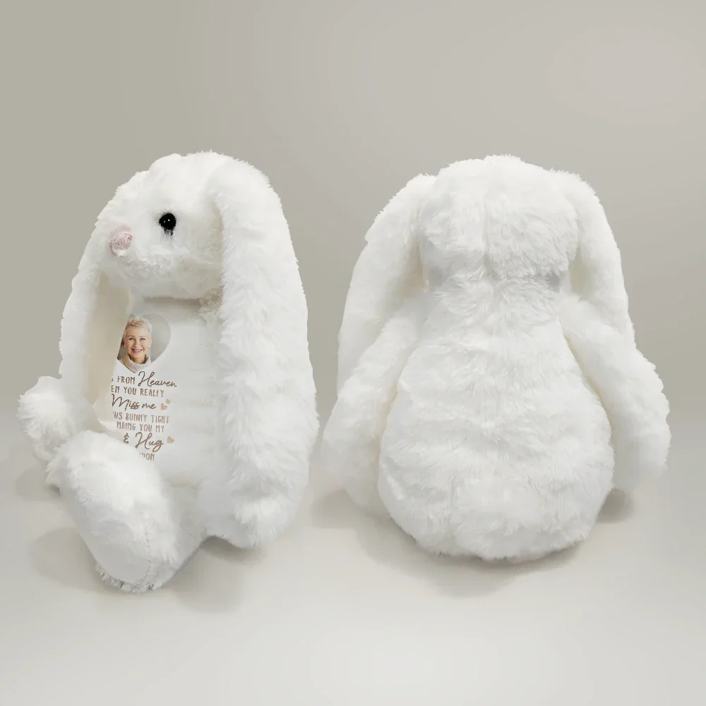 Custom Photo A Hug From Heaven - Personalized Soft Toy Bunny - Image 4