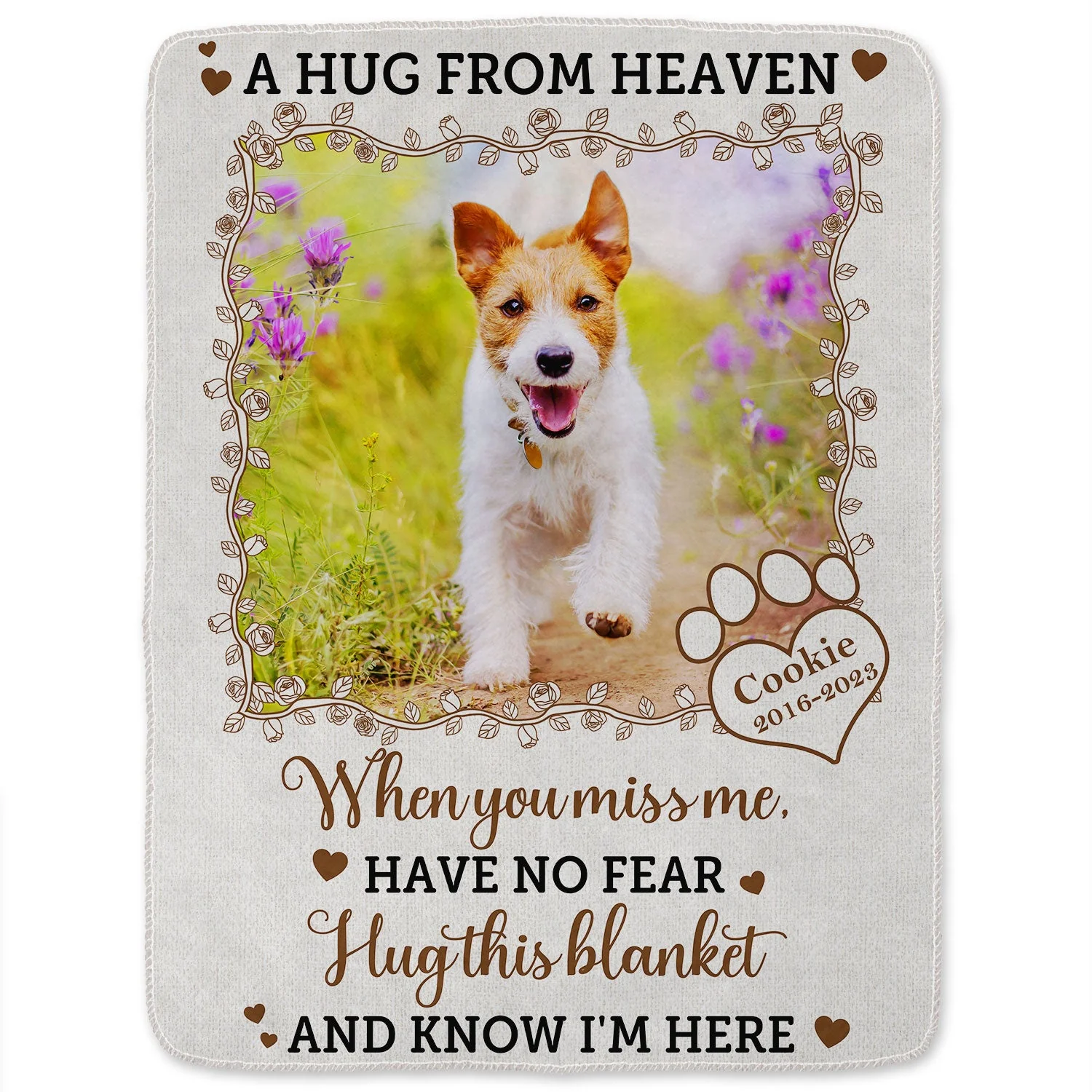 Custom Photo A Hug From Heaven - Sympathy Gift, Memorial Gift For Your Loved Ones, Pet Lovers, Dog Lovers, Cat Lovers - Personalized Fleece Blanket, Sherpa Blanket - Image 2