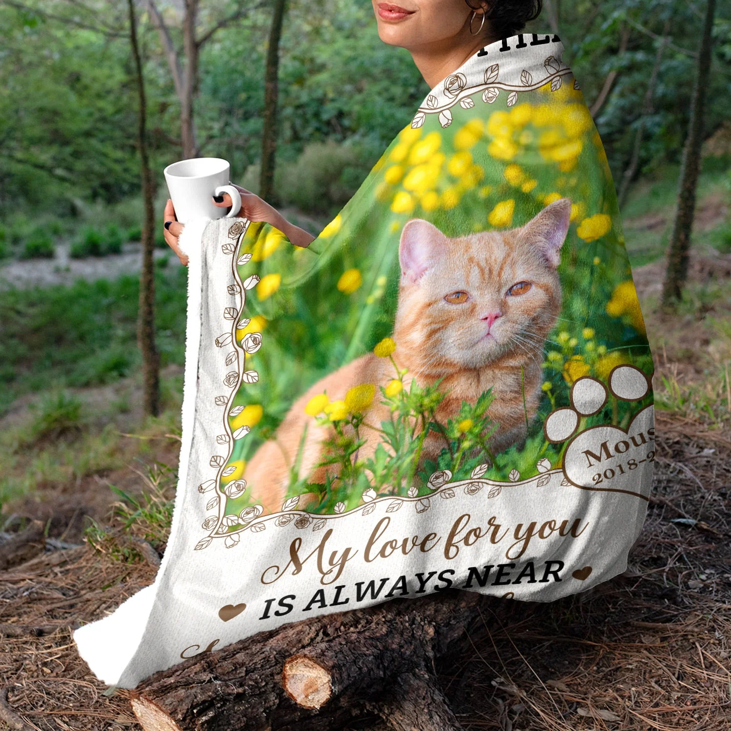 Custom Photo A Hug From Heaven - Sympathy Gift, Memorial Gift For Your Loved Ones, Pet Lovers, Dog Lovers, Cat Lovers - Personalized Fleece Blanket, Sherpa Blanket - Image 5