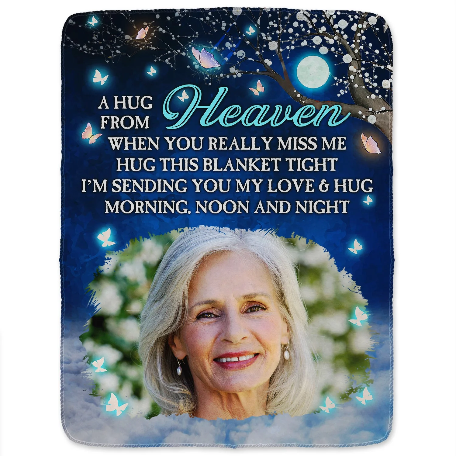 Custom Photo A Hug From Heaven When You Really Miss Me - Memorial Gift For Family, Friends - Personalized Fleece Blanket, Sherpa Blanket - Image 2