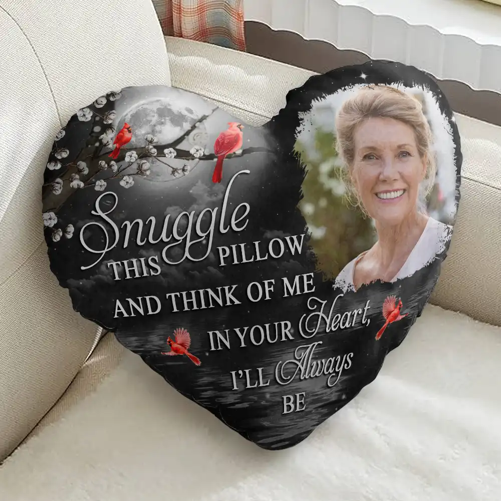 Custom Photo A Hug From Heaven When You Really Miss Me Memorial - Personalized Heart Shaped Pillow - Image 2