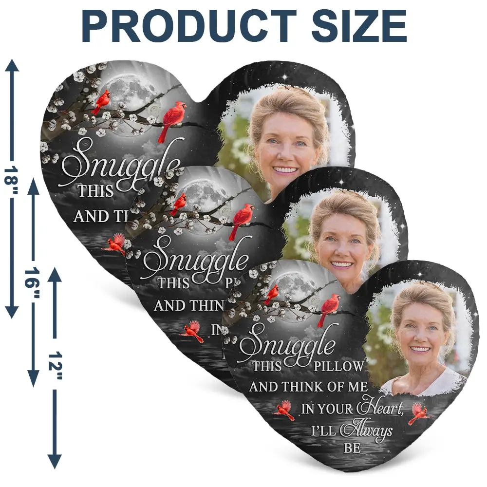Custom Photo A Hug From Heaven When You Really Miss Me Memorial - Personalized Heart Shaped Pillow - Image 6