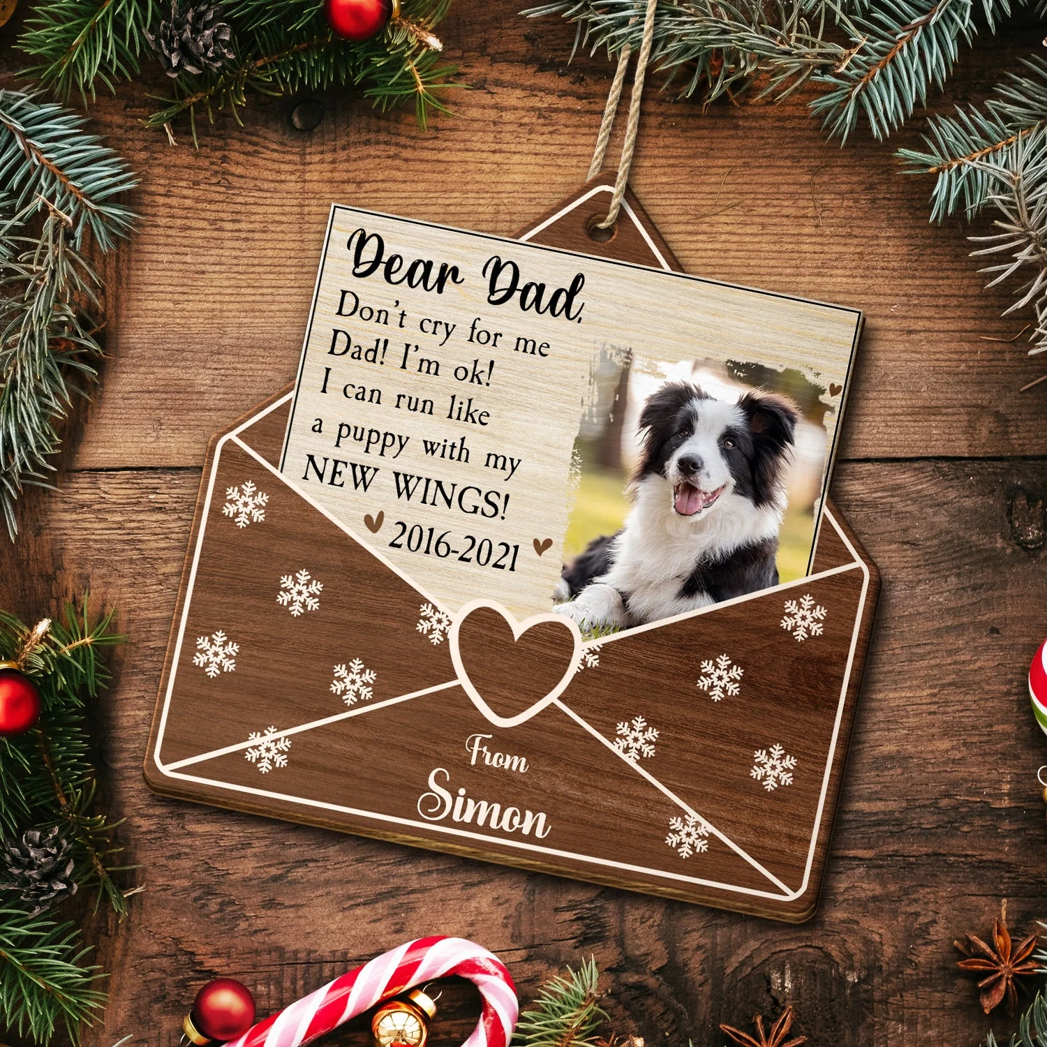 Custom Photo A Letter From Heaven Dog Cat - Pet Memorial Gift, Christmas Gift - Personalized Custom Shaped Wooden Ornament - Image 5