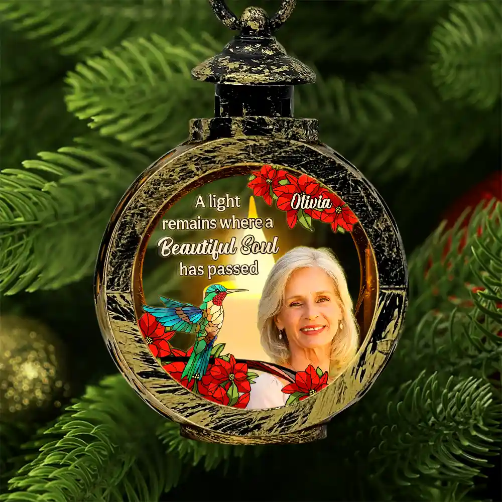 Custom Photo A Light Remains Where A Beautiful Soul Has Passed - Personalized Candlelight Lantern Ornament - Image 3