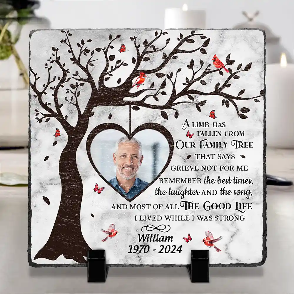 Custom Photo A Limb Has Fallen From Our Family Tree - Personalized Rectangle Memorial Garden Stone - Image 4