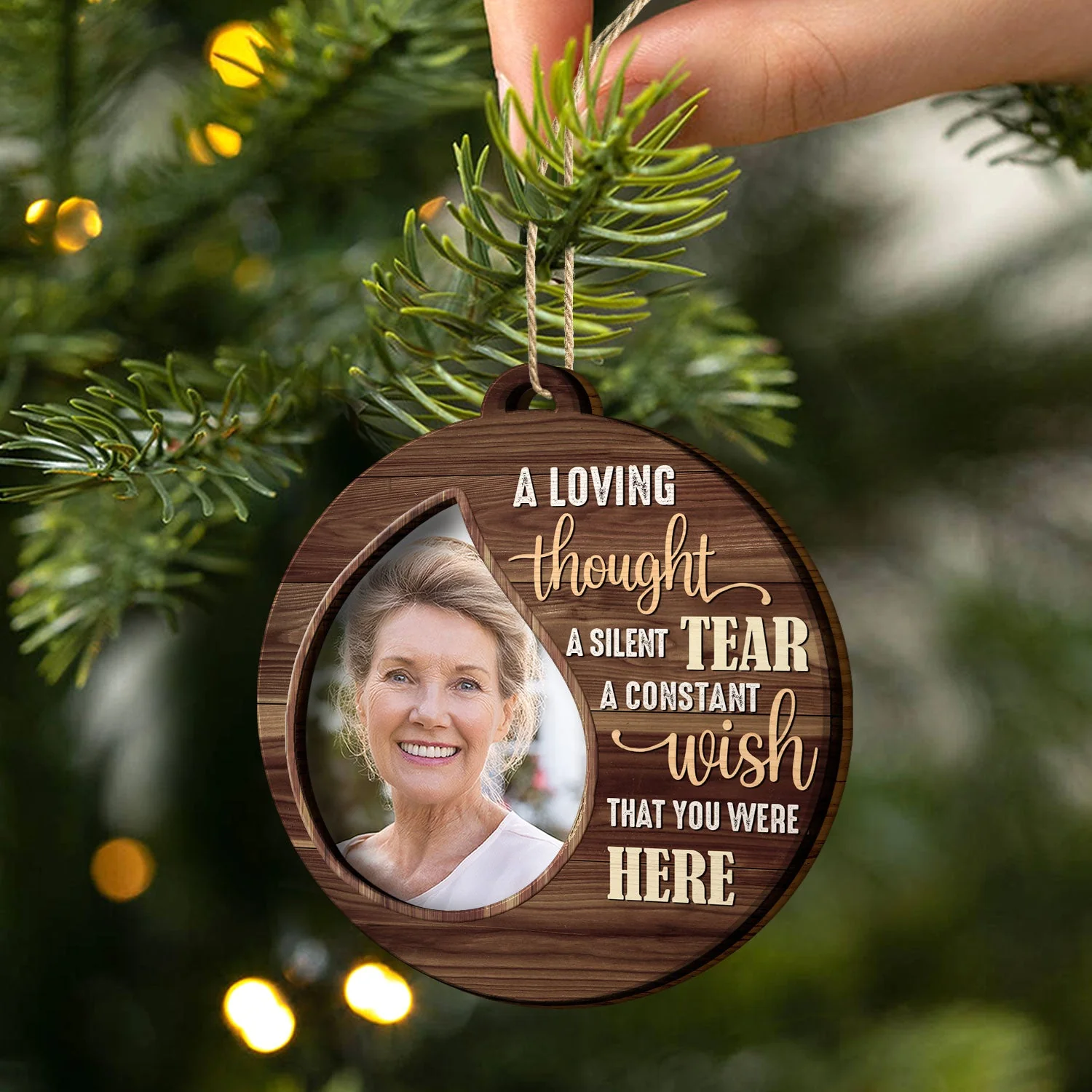 Custom Photo A Loving Thought A Silent Tear - Christmas, Memorial Gift For Family, Friends - Personalized 2-Layered Wooden Ornament - Image 2