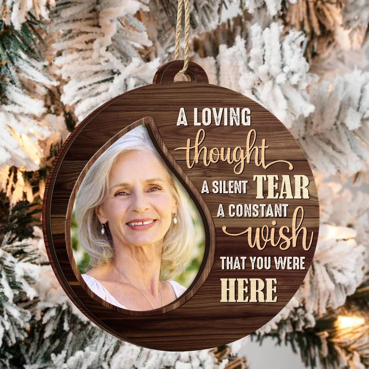 Custom Photo A Loving Thought A Silent Tear - Christmas, Memorial Gift For Family, Friends - Personalized 2-Layered Wooden Ornament - Image 3
