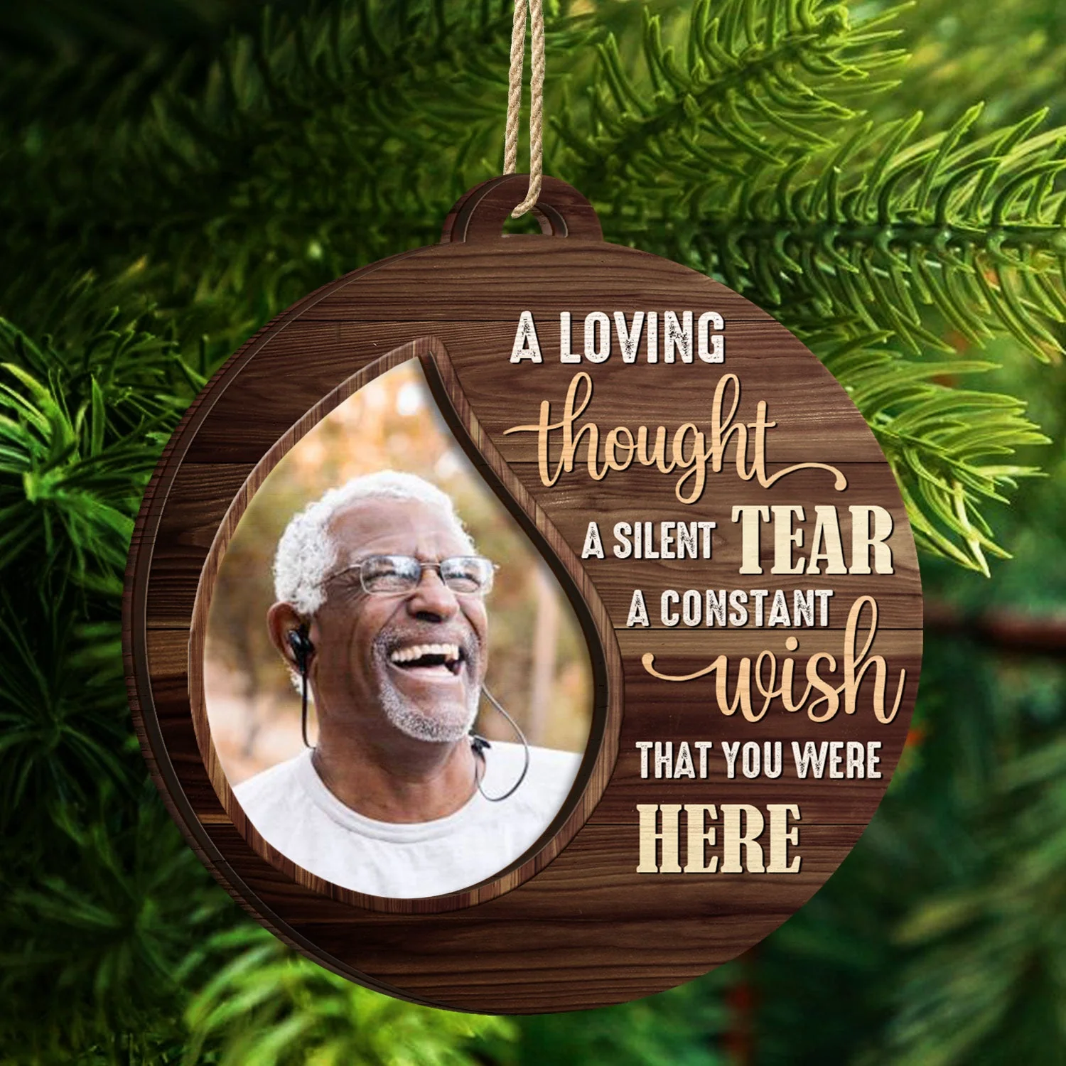 Custom Photo A Loving Thought A Silent Tear - Christmas, Memorial Gift For Family, Friends - Personalized 2-Layered Wooden Ornament - Image 4